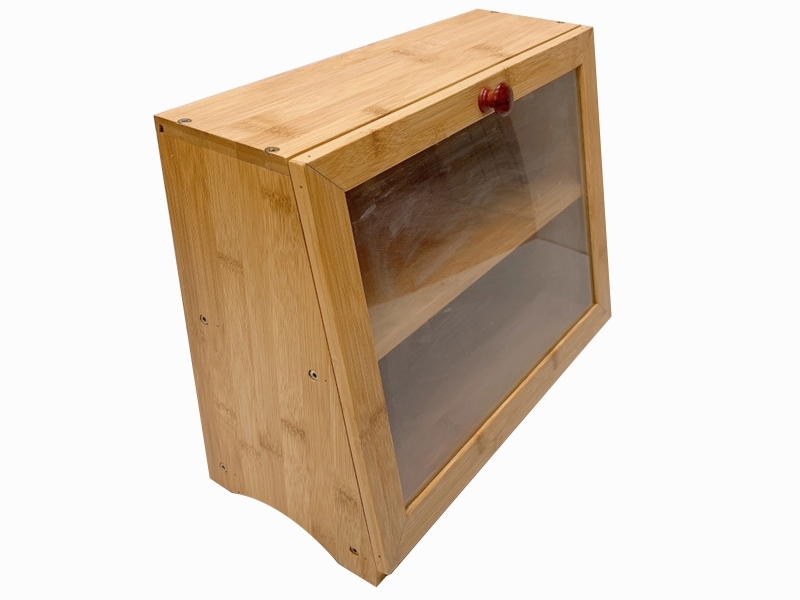 Premium Bamboo KD Bread Box with Double-Tier Acrylic Window